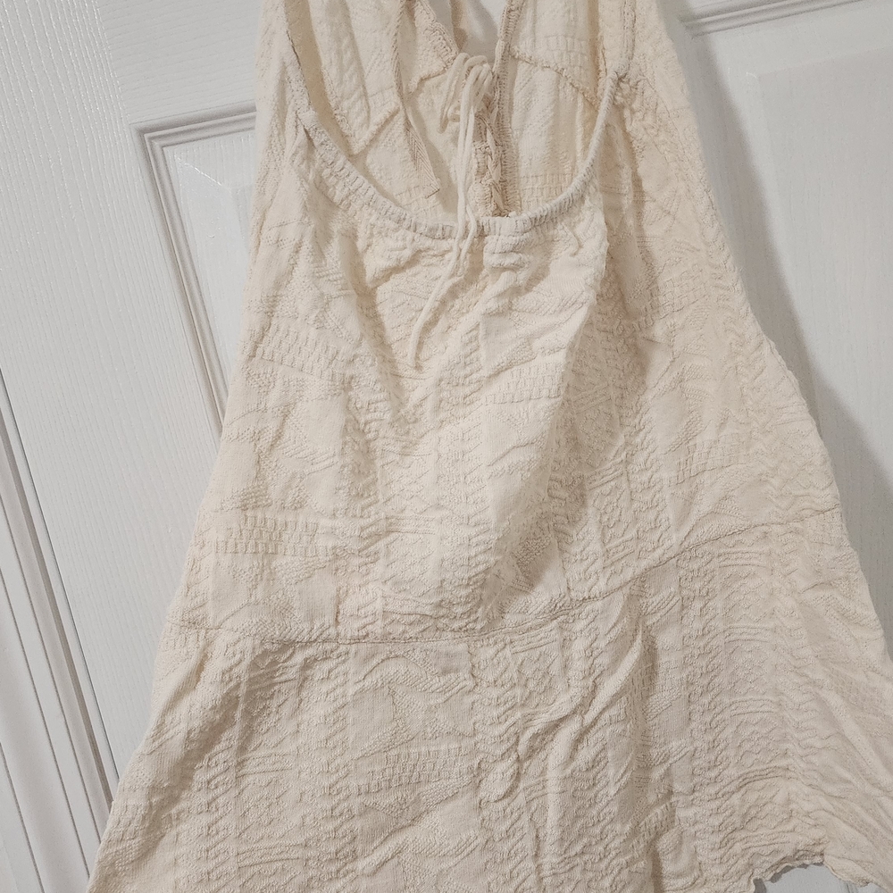 Cream Textured Sleeveless Top